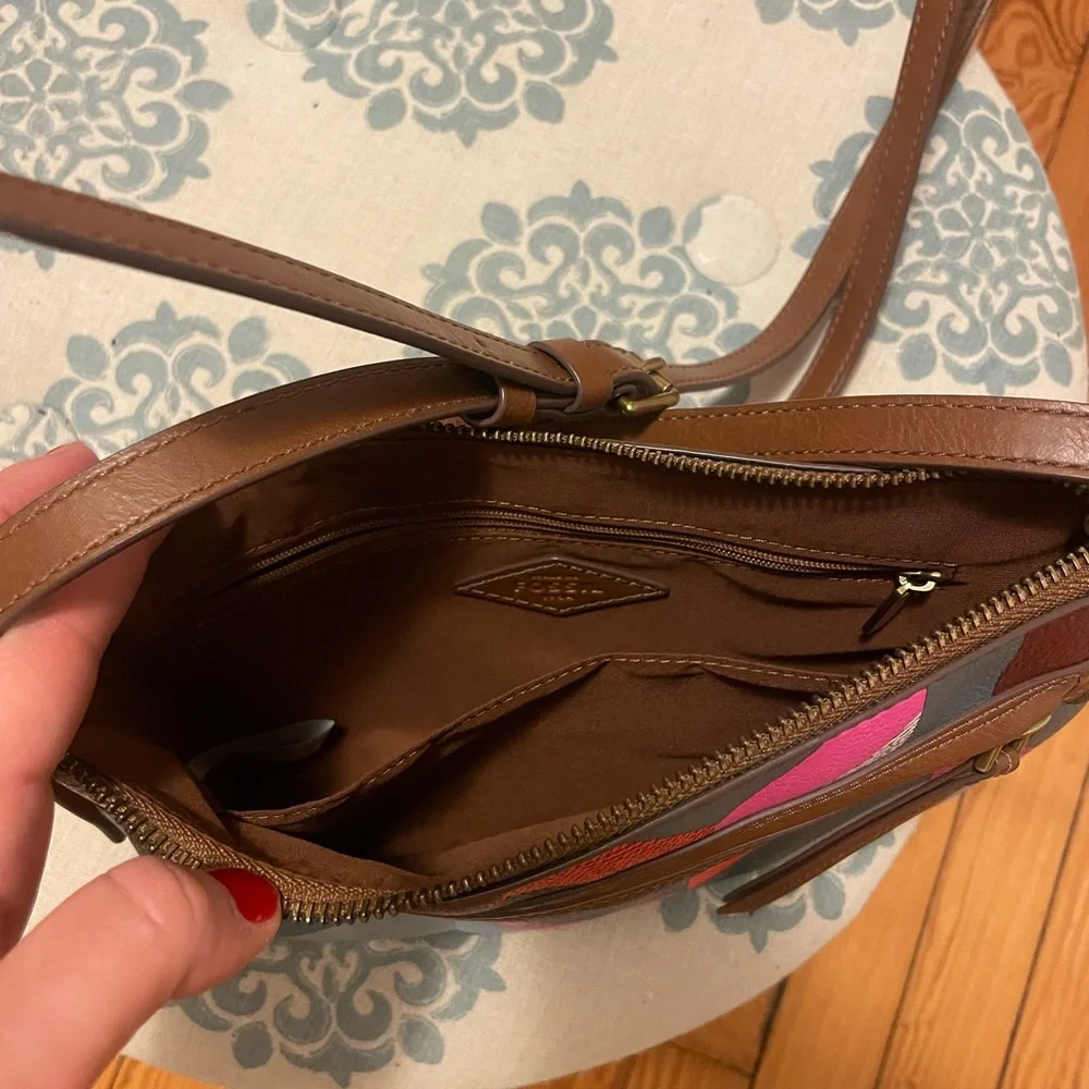 Fossil Gemma Crossbody Pebble Vegan Leather Geometric Medium Handbag. - Picture 6 of 10